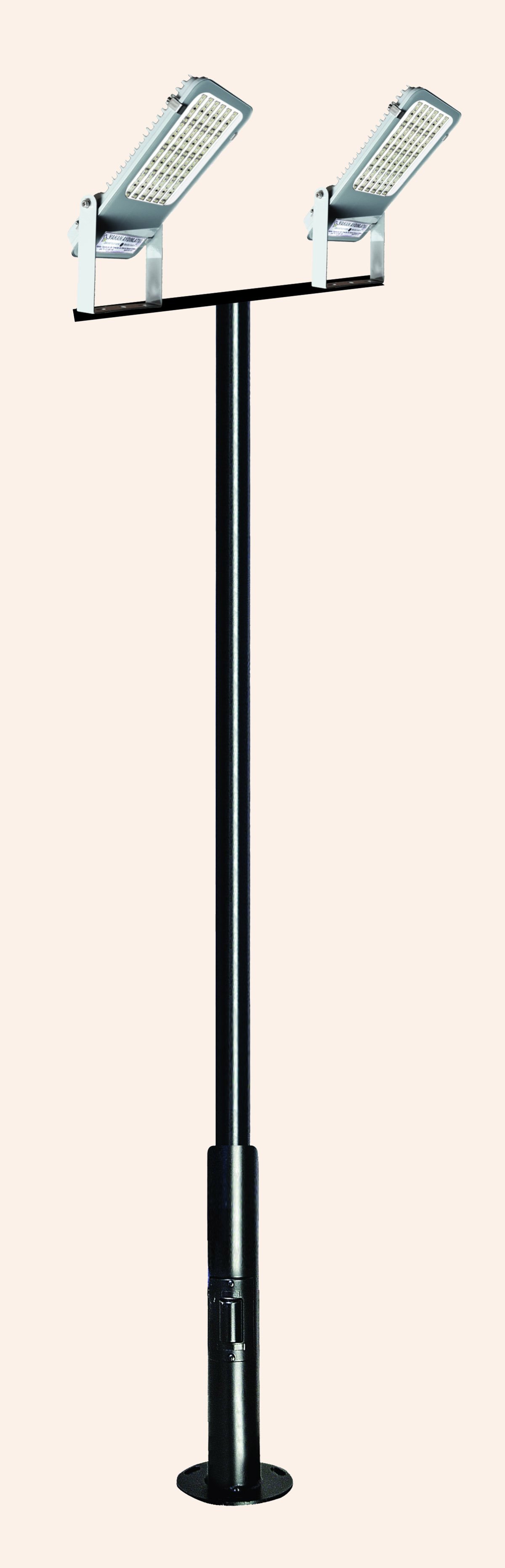 LED 2x60W 2 ÇATAL AYAK ARMATÜR KAD.DİREK FLANŞ ALT