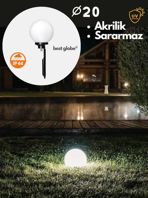 20Lik Akrilik Glop Opal Kazıklı Set (Kazık,Ø60lık Borulu, Grif, Duy Kılıflı, Duy)