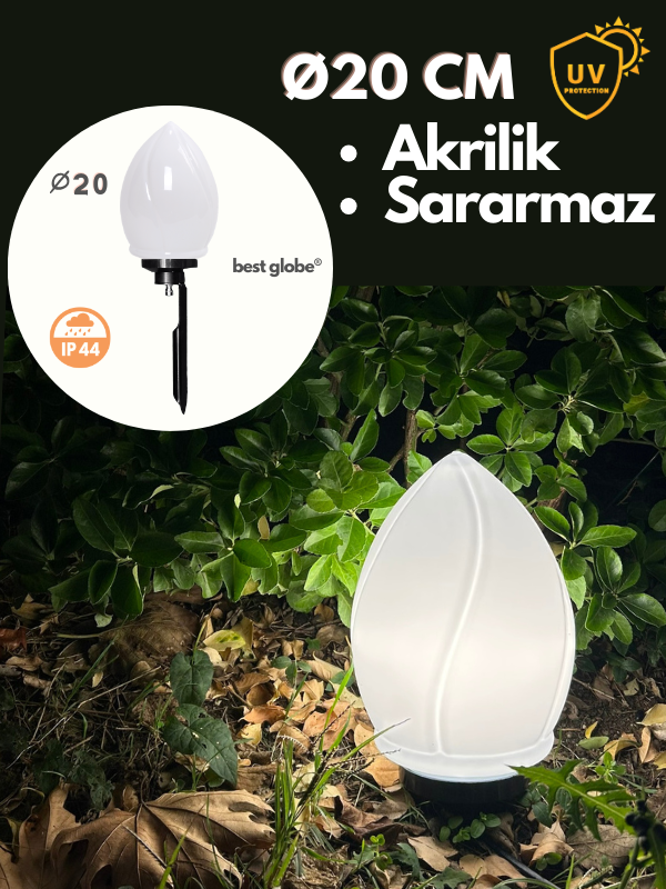 20lik Meşale Akrilik Glop Opal Kazıklı Set (Kazık,Ø60lık Borulu,Grif,Duy Kılıfı,Duy)