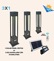 Ykn Green Power Modern Bollard Bahçe Solar Aydınlatma 3x1 Çim Direği (Y.A.29040)