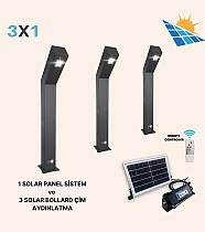 Ykn Green Power Modern BOLLARD Bahçe Solar Aydınlatma 3x1 Çim Direği (Y.A.29110)