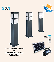 Ykn Green Power Modern Bollard Bahçe Solar Aydınlatma 3x1 Çim Direği (30060)