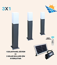 Ykn Green Power Modern Bollard Bahçe Solar Aydınlatma 3x1 Çim Direği (29120)