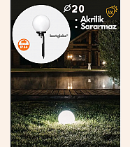 20Lik Akrilik Glop Opal Kazıklı Set (Kazık,Ø60lık Borulu, Grif, Duy Kılıflı, Duy)