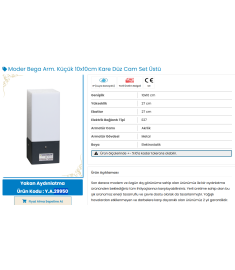 Moder Bega Arm. Küçük 10x10cm Kare Düz Cam Set Üstü