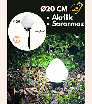20lik Yumurta Akrilik Glop Opal Kazıklı Set (Kazık,Ø60lık Borulu,Grif,Duy Kılıfı,Duy)