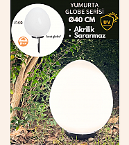 40lık Yumurta Akrilik Glop Opal Kazıklı Set (Kazık,Ø60lık Borulu,Grif,Duy Kılıfı,Duy)