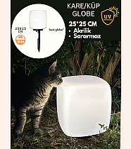25lik Küp Akrilik Glop Opal Kazıklı Set (Kazık,Ø60lık Borulu,Grif,Duy Kılıfı,Duy)