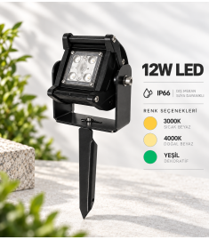 12w Işık Led Yere Saplamalı Saplamalı Ağaç, Tabela Ayd. (3000k Gün Işığı)